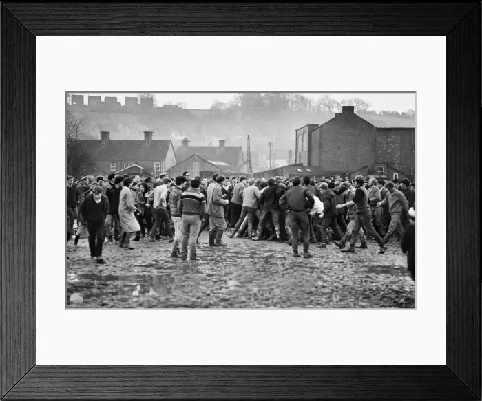 Framed Print : The traditional Royal Shrovetide Football Match, a medieval football Framed Print : The traditional Royal Shrovetide Football Match, a medieval football