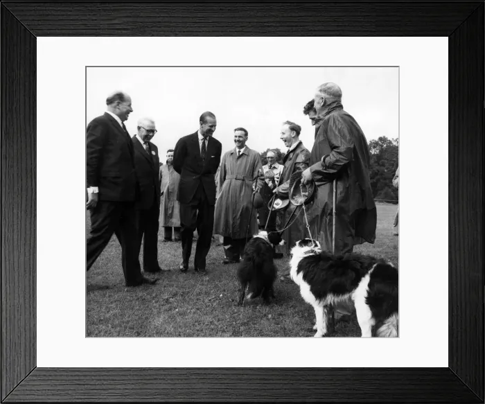Framed Print : The Duke of Edinburgh talks to some of the Shepherds at the International Sheep Dog Framed Print : The Duke of Edinburgh talks to some of the Shepherds at the International Sheep Dog