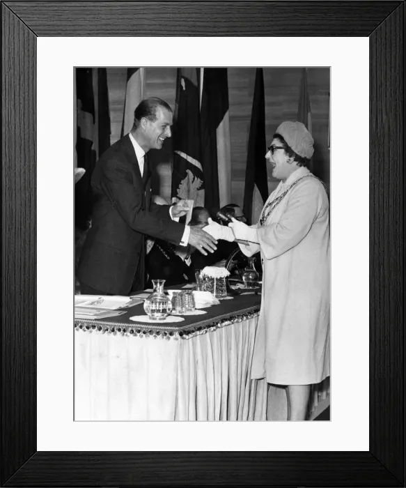 Framed Print : The Duke of Edinburgh attends the Freedom from Hunger cheque presentations