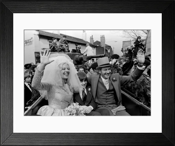 Framed Print : The wedding of Julie Goodyear and Tony Rudman. The marriage was over later that day Framed Print : The wedding of Julie Goodyear and Tony Rudman. The marriage was over later that day