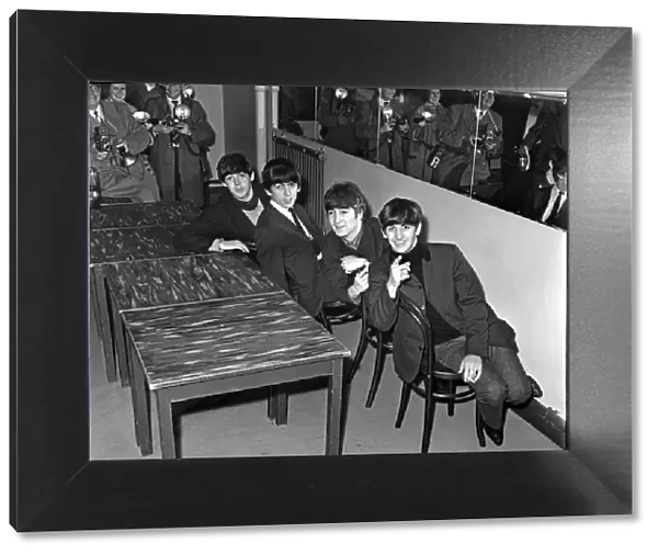 Pop group The Beatles at De Montfort Hall, Leicester before their concert