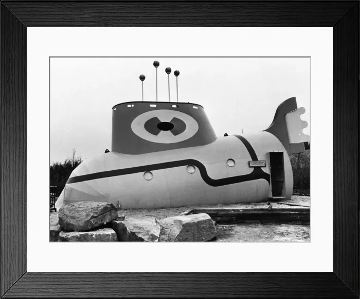 Framed Print : The Yellow Submarine in Liverpool, a large model representation of the submarine featured