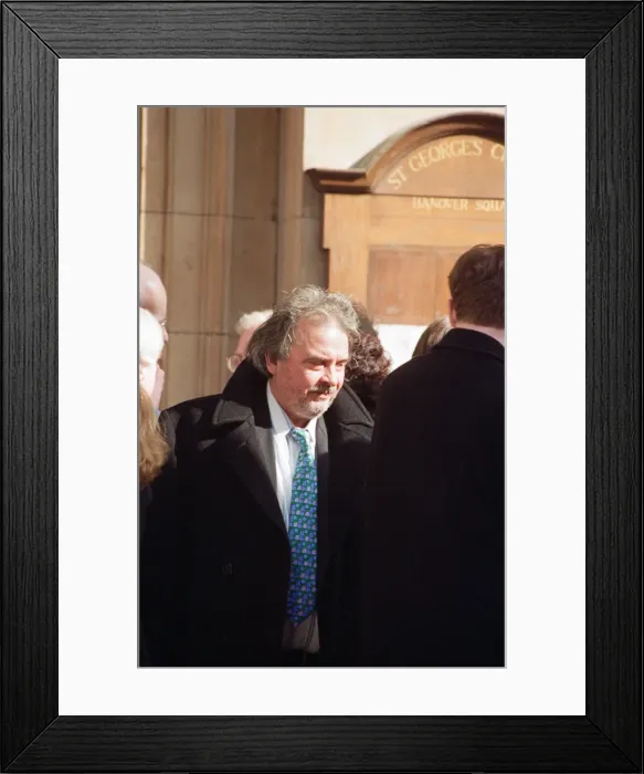 Framed Print : David Bailey attending the photographer Terence Donovans memorial service at St Framed Print : David Bailey attending the photographer Terence Donovans memorial service at St