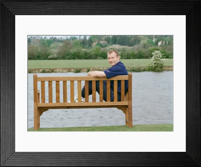 Framed Print : Alan Shearer sitting on a park bench. 29th April 1997 Framed Print : Alan Shearer sitting on a park bench. 29th April 1997