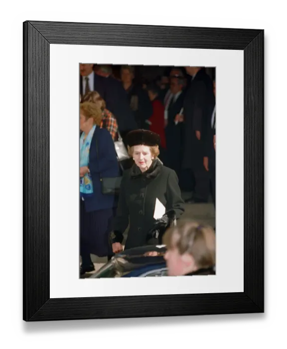 Framed Print : Margaret Thatcher attending the photographer Terence Donovans memorial service at St Framed Print : Margaret Thatcher attending the photographer Terence Donovans memorial service at St