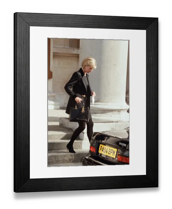 Framed Print : Diana, Princess Of Wales, as she leaves the memorial service of photographer Terence