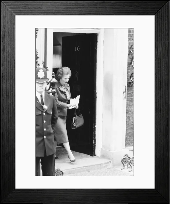 Framed Print : Margaret Thatcher PM pictured outside Downing Street, London, Wednesday 14th April 1982 Framed Print : Margaret Thatcher PM pictured outside Downing Street, London, Wednesday 14th April 1982