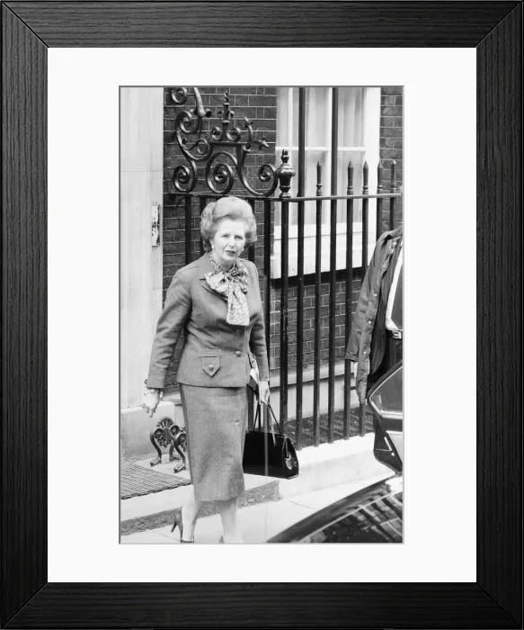 Framed Print : Margaret Thatcher PM pictured outside Downing Street, London, Wednesday 14th April 1982 Framed Print : Margaret Thatcher PM pictured outside Downing Street, London, Wednesday 14th April 1982