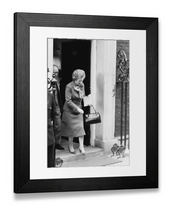 Framed Print : Margaret Thatcher PM pictured outside Downing Street, London, Wednesday 14th April 1982 Framed Print : Margaret Thatcher PM pictured outside Downing Street, London, Wednesday 14th April 1982