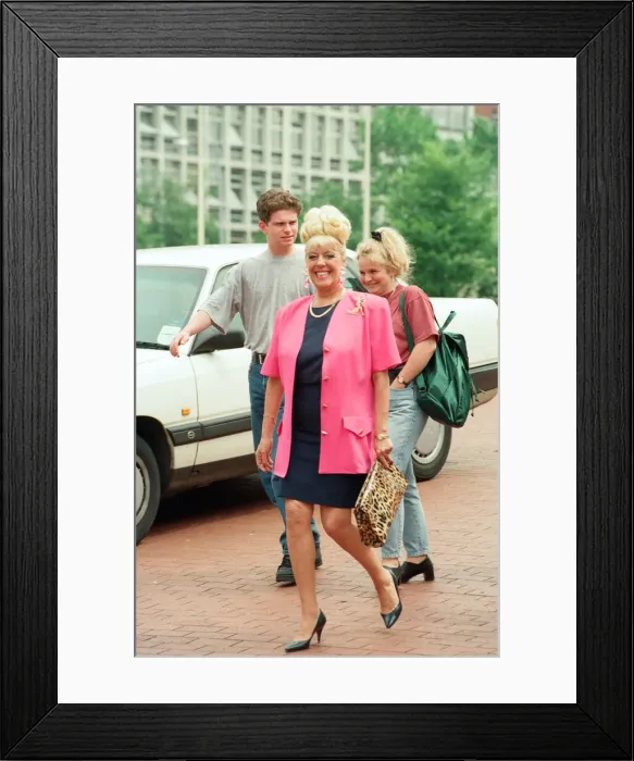Framed Print : Julie Goodyear is pictured outside the set of Coronation Street greeting fans Framed Print : Julie Goodyear is pictured outside the set of Coronation Street greeting fans