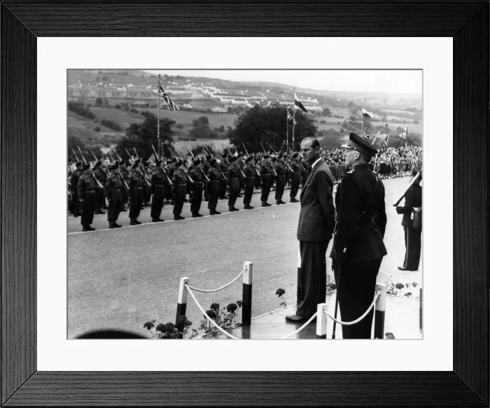 Framed Print : Prince Philip, Duke of Edinburgh leaves the Dais to inspect the 5th Battalion the Welsh