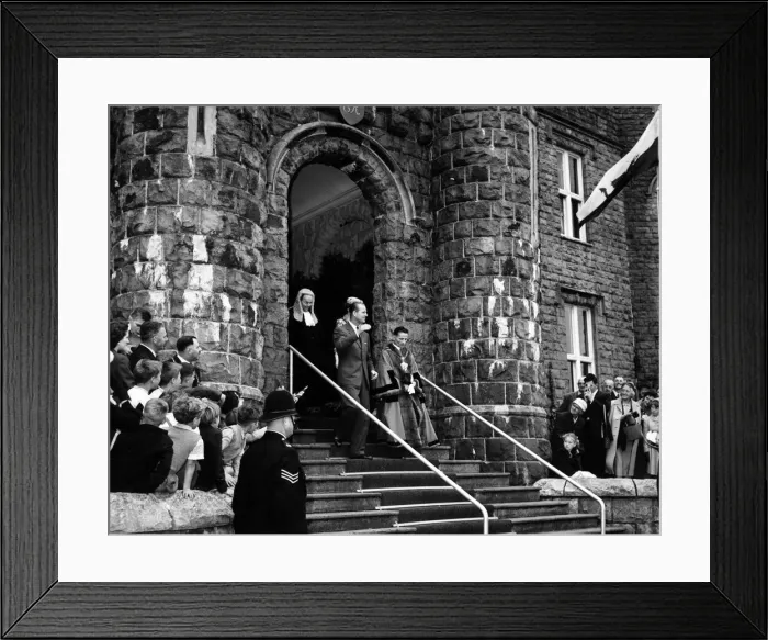 Framed Print : Prince Philip, Duke of Edinburgh leaving Cyfarthfa Castle. July 1958
