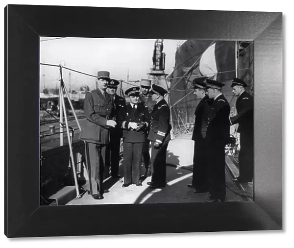General Charles De Gaulle seen here during a visit and inspection to a destroyer of