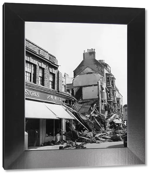 The wreckage of F W Woolworth Prince Street, Bridlington after a direct hit during a raid