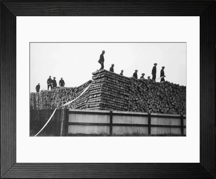 Framed Print : East Hull Auxiliary Fire Service seen here training amongst the pit props at an Framed Print : East Hull Auxiliary Fire Service seen here training amongst the pit props at an
