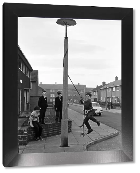Children playing in Kirkby, Liverpool. 18th March 1965