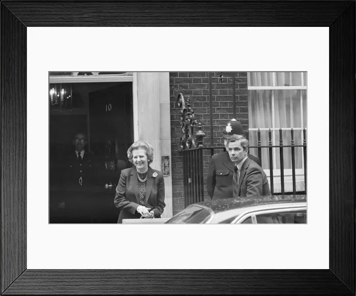 Framed Print : Margaret Thatcher PM pictured outside Downing Street, London, Wednesday 7th April 1982
