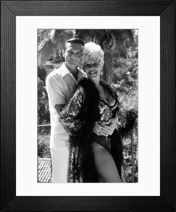 Framed Print : Julie Goodyear on holiday in Puerto Vallarta, Mexico with husband Richard Skrob