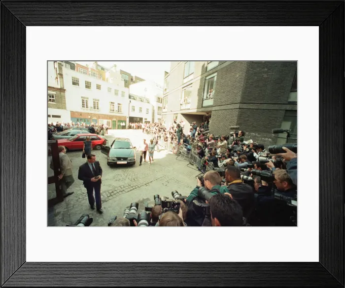 Framed Print : Princess Diana, keeps her first engagement as a divorced woman Framed Print : Princess Diana, keeps her first engagement as a divorced woman