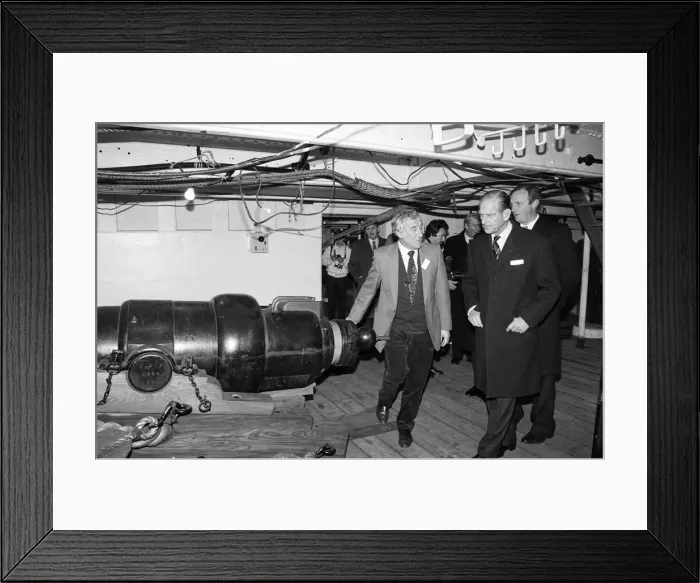 Framed Print : Prince Philip, Duke of Edinburgh, visiting HMS Warrior, Hartlepool, County Durham Framed Print : Prince Philip, Duke of Edinburgh, visiting HMS Warrior, Hartlepool, County Durham