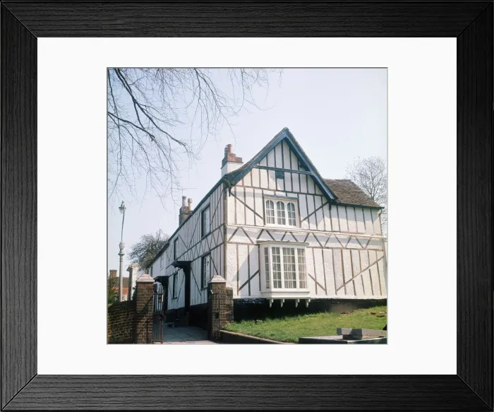 Framed Print : White timbered house, St Albans, Hertfordshire. 1973 Framed Print : White timbered house, St Albans, Hertfordshire. 1973