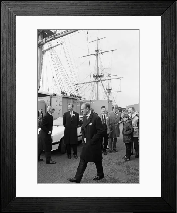Framed Print : Prince Philip, Duke of Edinburgh, visiting HMS Warrior, Hartlepool, County Durham Framed Print : Prince Philip, Duke of Edinburgh, visiting HMS Warrior, Hartlepool, County Durham