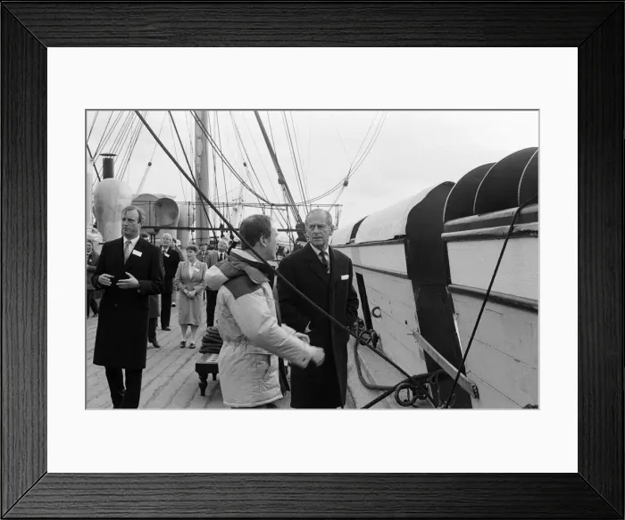 Framed Print : Prince Philip, Duke of Edinburgh, visiting HMS Warrior, Hartlepool, County Durham Framed Print : Prince Philip, Duke of Edinburgh, visiting HMS Warrior, Hartlepool, County Durham