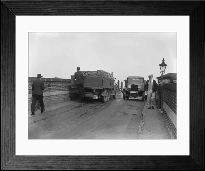 Framed Print : Traffic on Hayes station bridge, Hayes Circa 1935 Framed Print : Traffic on Hayes station bridge, Hayes Circa 1935