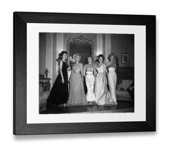Framed Print : Six actresses line up at Cornwall Gardens, Kensington for a fitting and a photo call Framed Print : Six actresses line up at Cornwall Gardens, Kensington for a fitting and a photo call