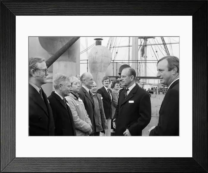 Framed Print : Prince Philip, Duke of Edinburgh, visiting HMS Warrior, Hartlepool, County Durham Framed Print : Prince Philip, Duke of Edinburgh, visiting HMS Warrior, Hartlepool, County Durham