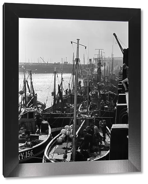 Fishing boats in Scarborough, North Yorkshire. 31st August 1958