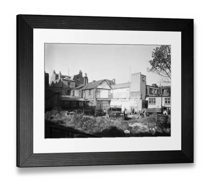 Framed Print : Slum clearance in Uxbridge to make way for the new Underground station circa 1936