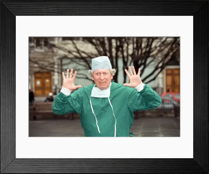 Framed Print : Tom Baker attends a photocall for ITV series Medics. 12th March 1992 Framed Print : Tom Baker attends a photocall for ITV series Medics. 12th March 1992