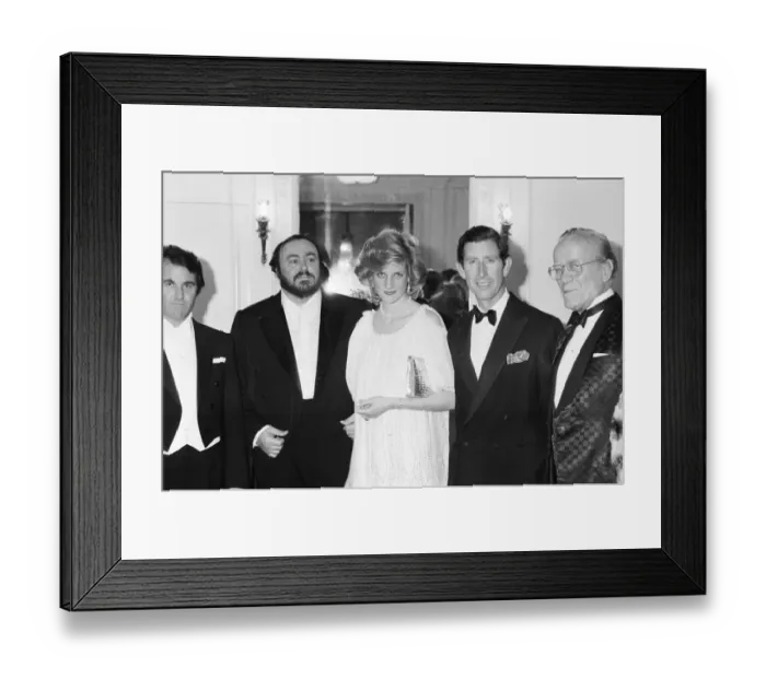 Framed Print : HRH Princess Diana The Princess of Wales and Prince Charles with Italian tenor Luciano