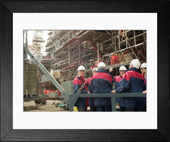 Framed Print : Prince Philip, Duke of Edinburgh, at Trafalgar John Brown Offshore module yard at Port Framed Print : Prince Philip, Duke of Edinburgh, at Trafalgar John Brown Offshore module yard at Port
