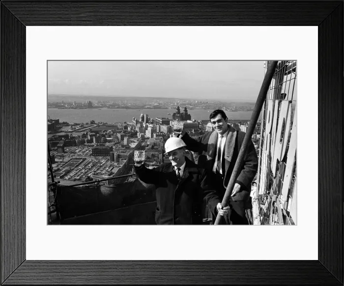 Framed Print : Liverpool Tower topping out. Pat O Connor (left) of County Cavan Framed Print : Liverpool Tower topping out. Pat O Connor (left) of County Cavan