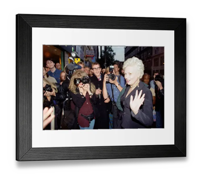 Framed Print : British fashion designer Vivienne Westwood arriving at the Naomi Campbell book launch