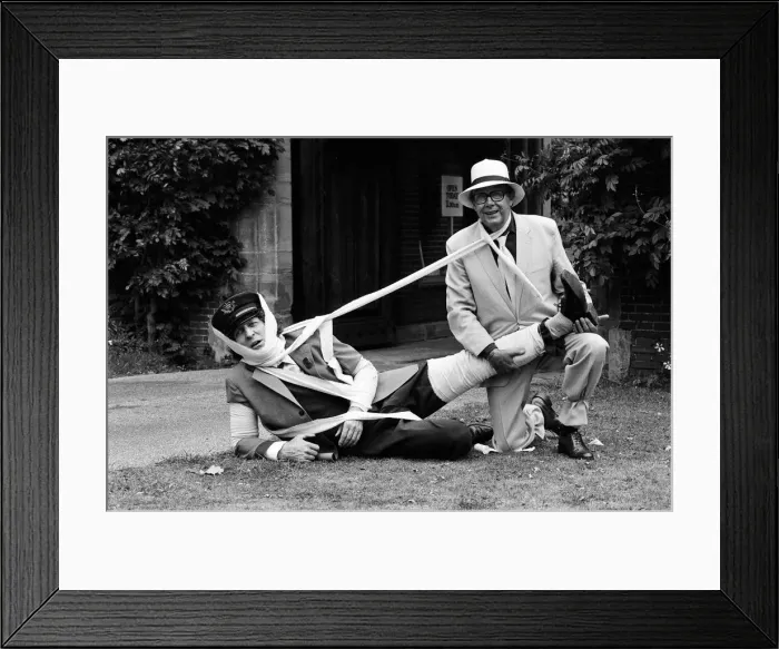 Framed Print : Eric Morecambe and Tom Baker on location at Hever Castle Framed Print : Eric Morecambe and Tom Baker on location at Hever Castle