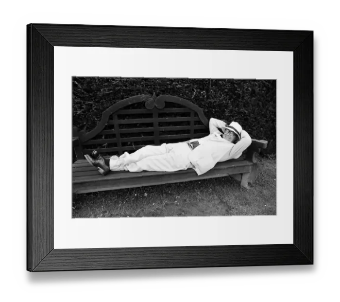 Framed Print : Eric Morecambe on location at Hever Castle, where he is making a comedy film