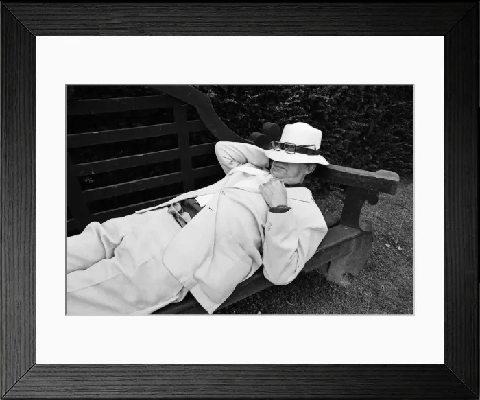 Framed Print : Eric Morecambe on location at Hever Castle, where he is making a comedy film