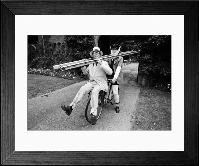 Framed Print : Eric Morecambe and Tom Baker on location at Hever Castle Framed Print : Eric Morecambe and Tom Baker on location at Hever Castle