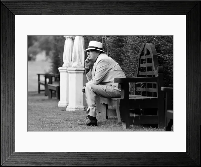 Framed Print : Eric Morecambe on location at Hever Castle, where he is making a comedy film Framed Print : Eric Morecambe on location at Hever Castle, where he is making a comedy film