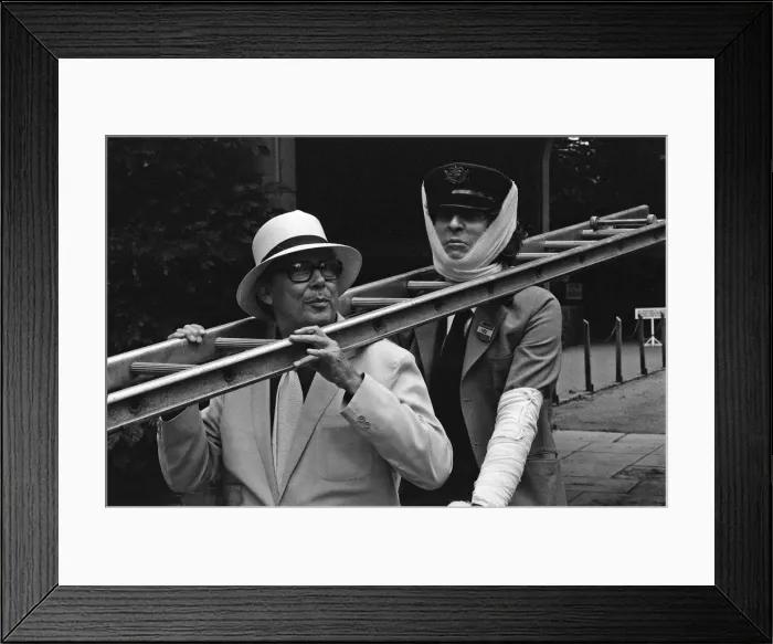 Framed Print : Eric Morecambe and Tom Baker on location at Hever Castle Framed Print : Eric Morecambe and Tom Baker on location at Hever Castle