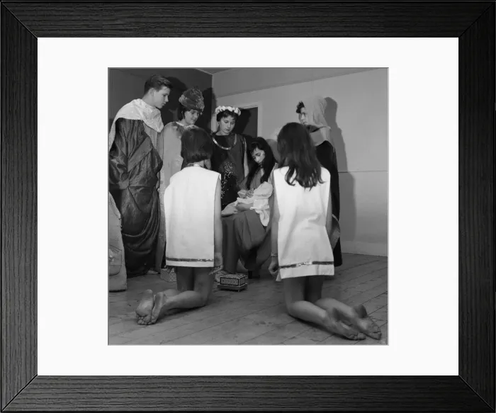 Framed Print : Children in rehearsals for Christmas Play at Pestalozzi Village for Children in Framed Print : Children in rehearsals for Christmas Play at Pestalozzi Village for Children in