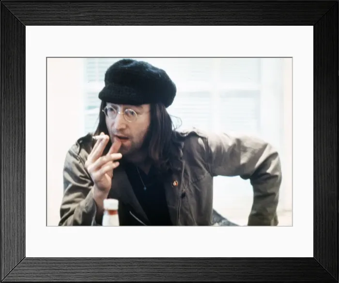 Framed Print : Former member of The Beatles pop group John Lennon, with recently trimmed beard
