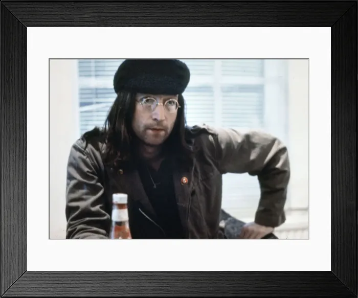Framed Print : Former member of The Beatles pop group John Lennon, with recently trimmed beard Framed Print : Former member of The Beatles pop group John Lennon, with recently trimmed beard
