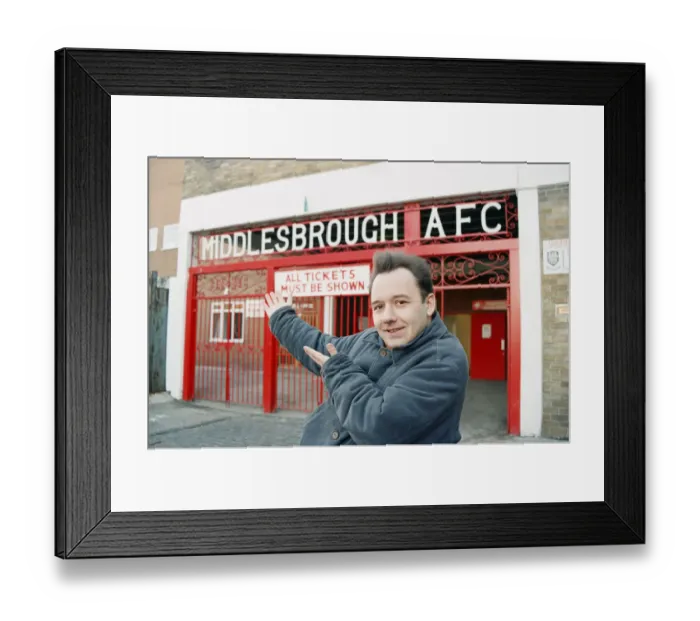Framed Print : Bob Mortimer at Ayresome Park, Middlesbrough F. Cs football ground. Circa 1994