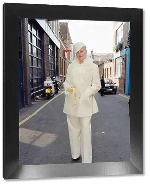 Vivienne Westwood, pictured outside her London office. 12th June 1992