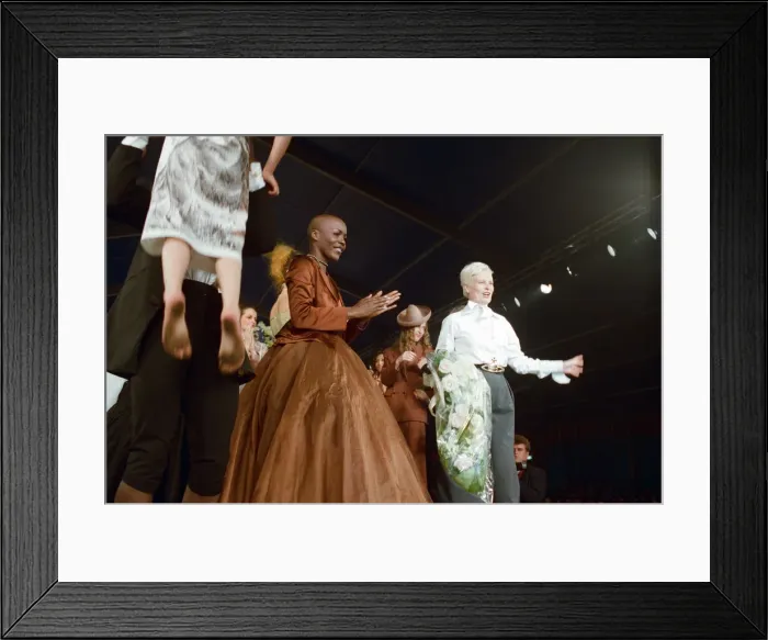 Framed Print : Vivienne Westwood pictured on the catwalk during her fashion show at London Fashion Week