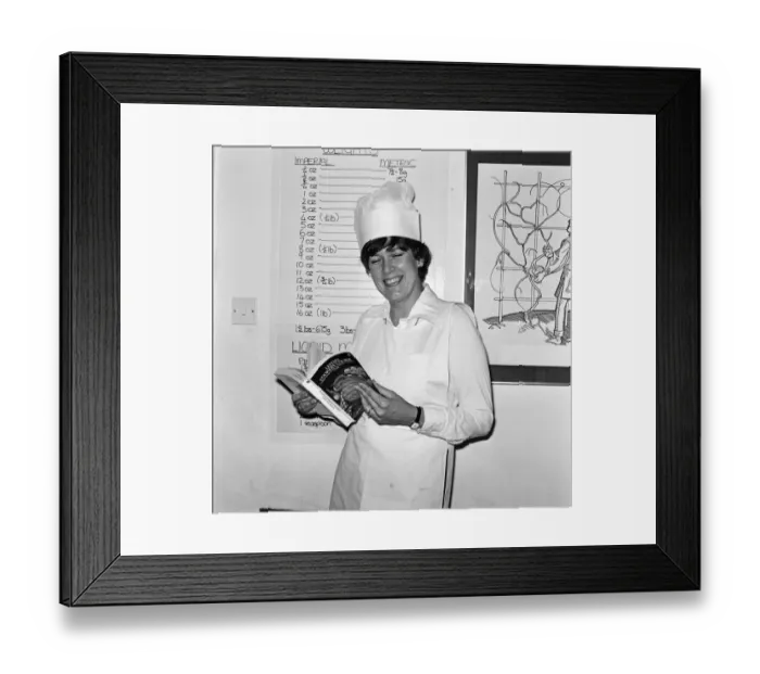 Framed Print : Prudence Leith (also known as Prue Leith) pictured in the kitchen